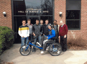 Last year's Earth Day featured an electric bike, which students got to drive around campus. 