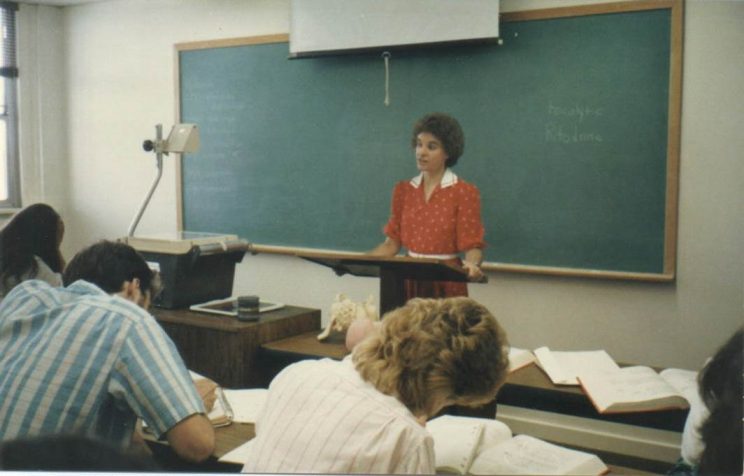 A young Joyce Huber instructs her class. Photo courtesy of the Hesston College Nursing Department. 