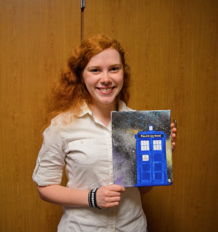 Emily Griffioen decorated her room with a painting of the Tardis that she created.