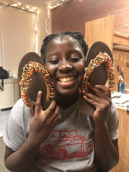 Laurine Yeboah-Appiah, SO (Ghana)- “Sandal from home. This sandal makes me remember home because it gives the vibe of my culture.”